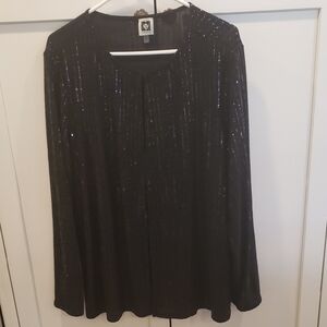 Black Sequin Long Sleeve Top
